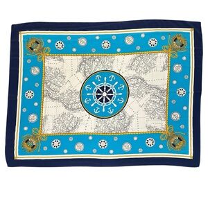 Vintage Anthony Sicari nautical themed scarf with map and ship’s wheel motif